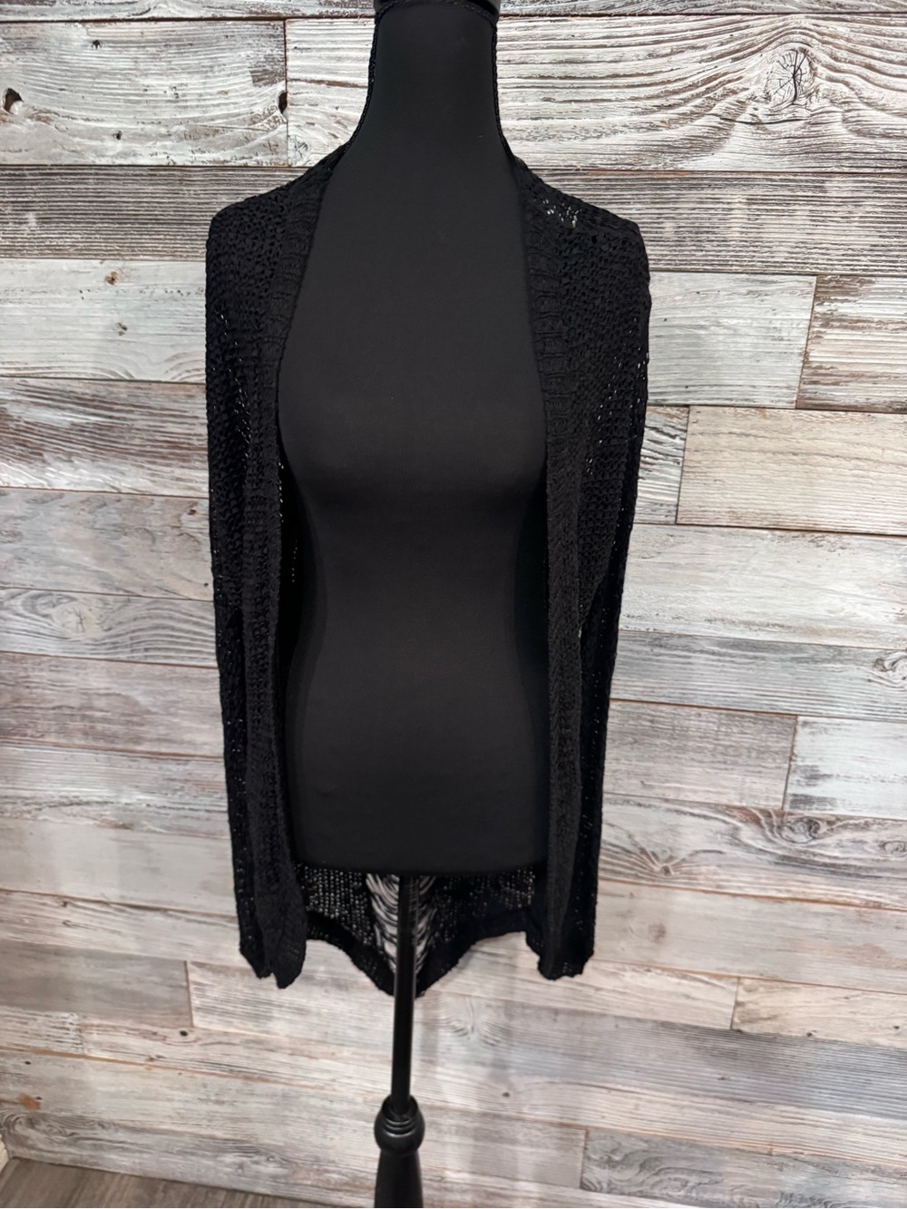Daytrip Black Open-Front Knit Cardigan